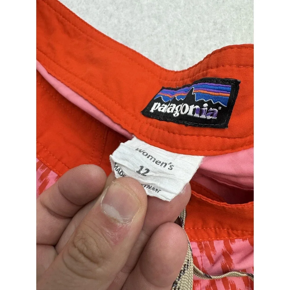 Patagonia‎ Wavefarer Board Shorts Womens 12 Pink Ikat Swim Lined Pockets
